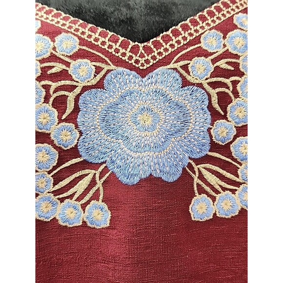 Blue Rain Slip Dress Medium Floral Embroidered Boho Hippie Indie Lined Halter - Picture 3 of 13